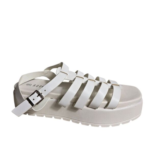 Rouge White Strappy Platform Sandals - Picture 1 of 8